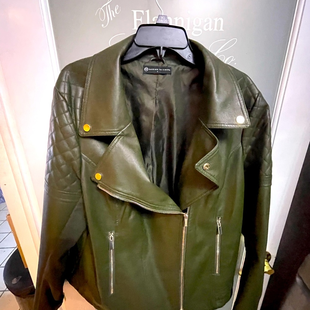 Faux leather fashion to figure Moto Jacket size 1